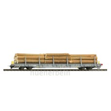  RhB-w 8218 ACTS-Tragwagen mit Holzladung BEMO