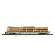  RhB-w 8218 ACTS-Tragwagen mit Holzladung BEMO